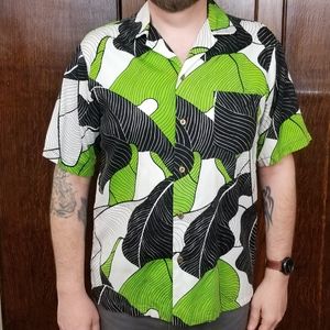 Vintage Green, Black and White Tiki Shirt